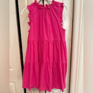 BP. Girls' Bright Pink Ruffle Sleeve Tiered Dress